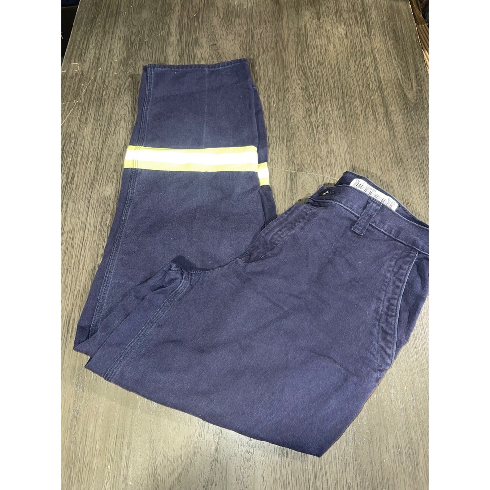 Carhartt Mens 34x32 Navy Blue FR Work Pants Reflective Tape 63685-20